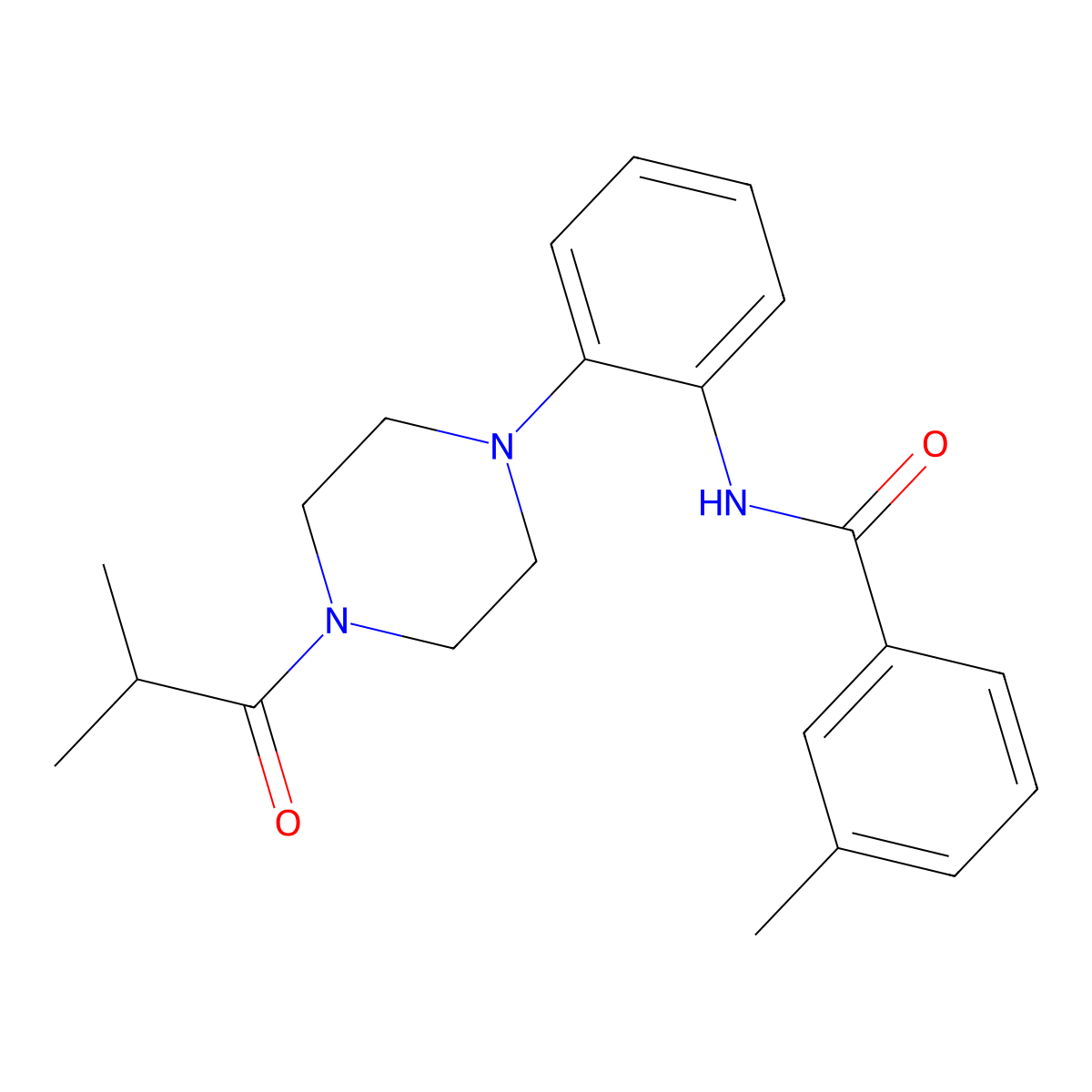 3-methyl-N-[2-[4-(2-methylpropanoyl)piperazin-1-yl]phenyl]benzamide molecular structure, CAS 723753-04-6