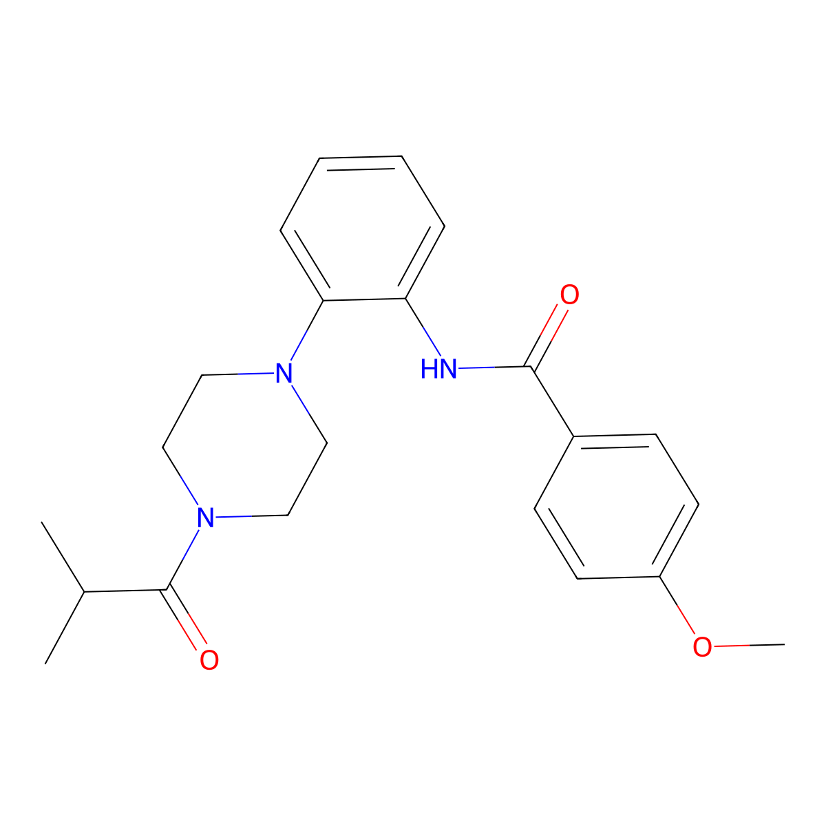 4-methoxy-N-[2-[4-(2-methylpropanoyl)piperazin-1-yl]phenyl]benzamide molecular structure, CAS 723753-06-8