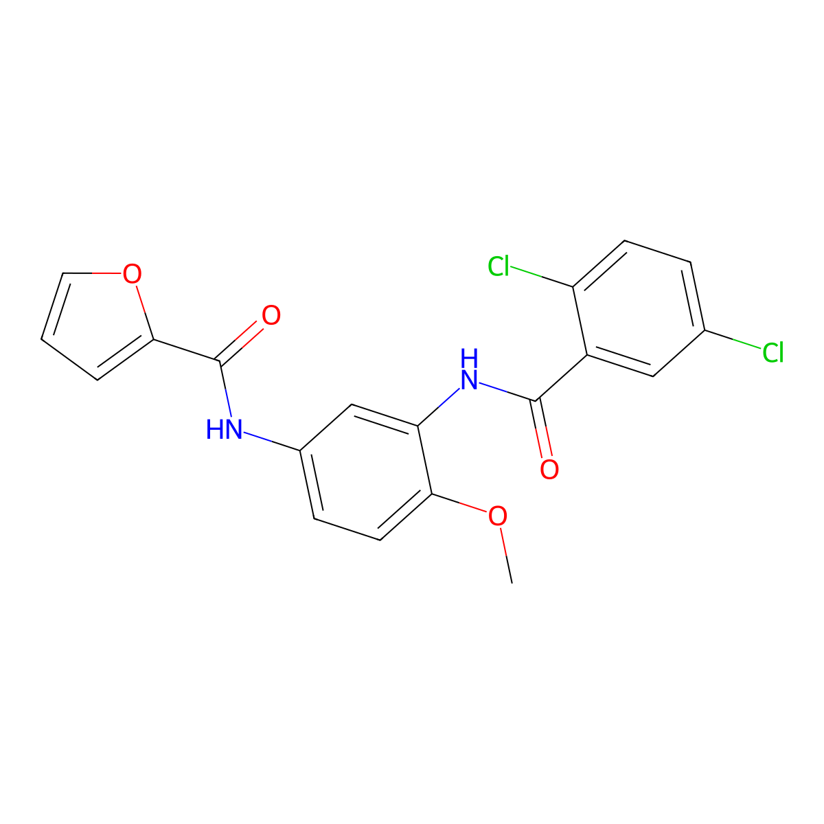 N-{3-[(2,5-dichlorobenzoyl)amino]-4-methoxyphenyl}-2-furamide molecular structure, CAS 723753-16-0