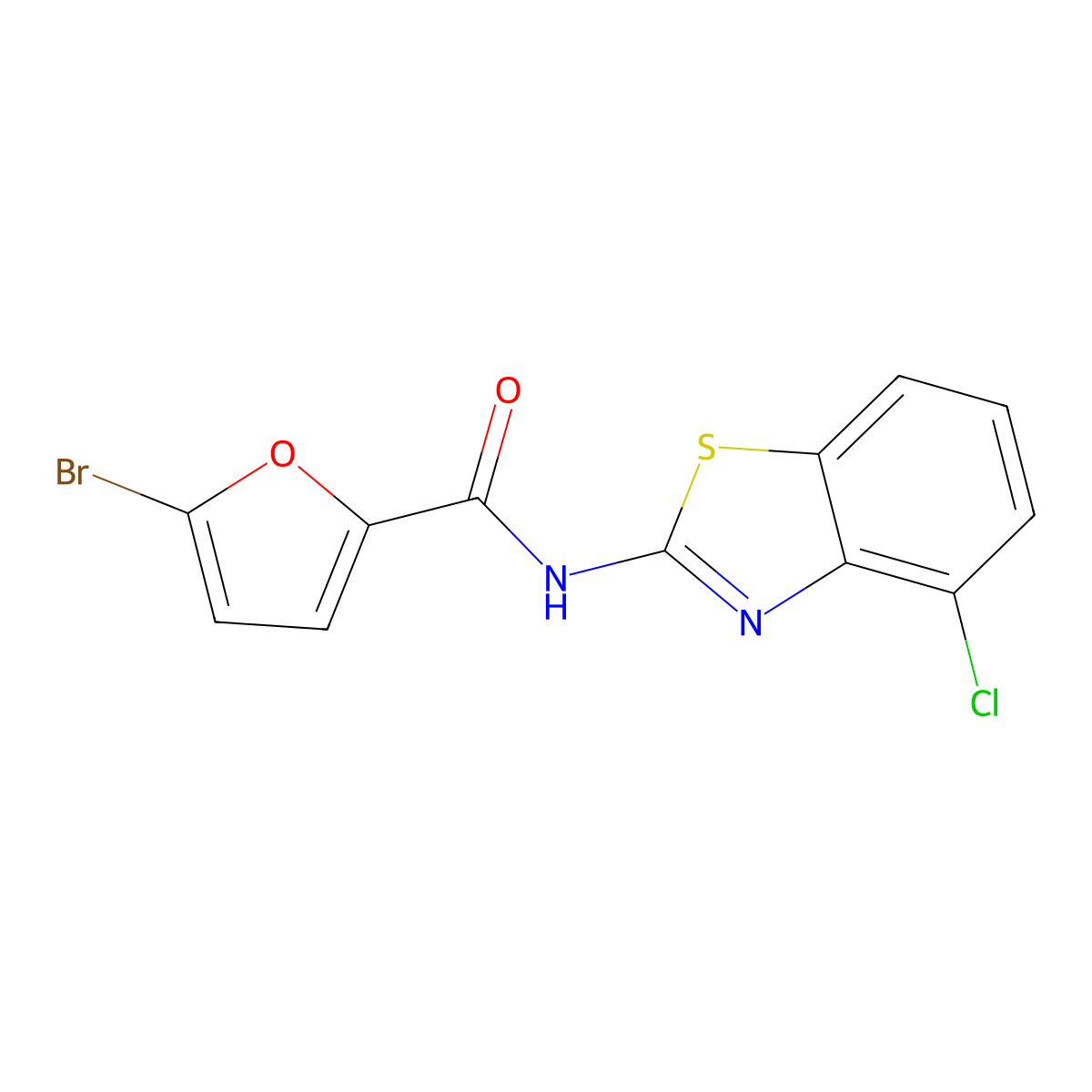 5-bromo-N-(4-chloro-1,3-benzothiazol-2-yl)furan-2-carboxamide molecular structure, CAS 723753-26-2