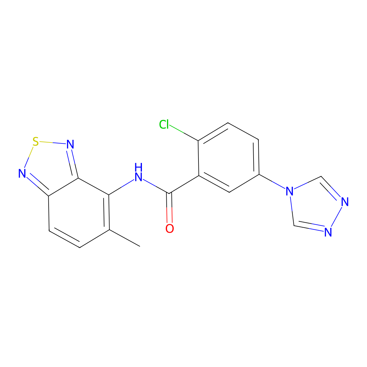 2-chloro-N-(5-methyl-2,1,3-benzothiadiazol-4-yl)-5-(4H-1,2,4-triazol-4-yl)benzamide molecular structure, CAS 723753-48-8