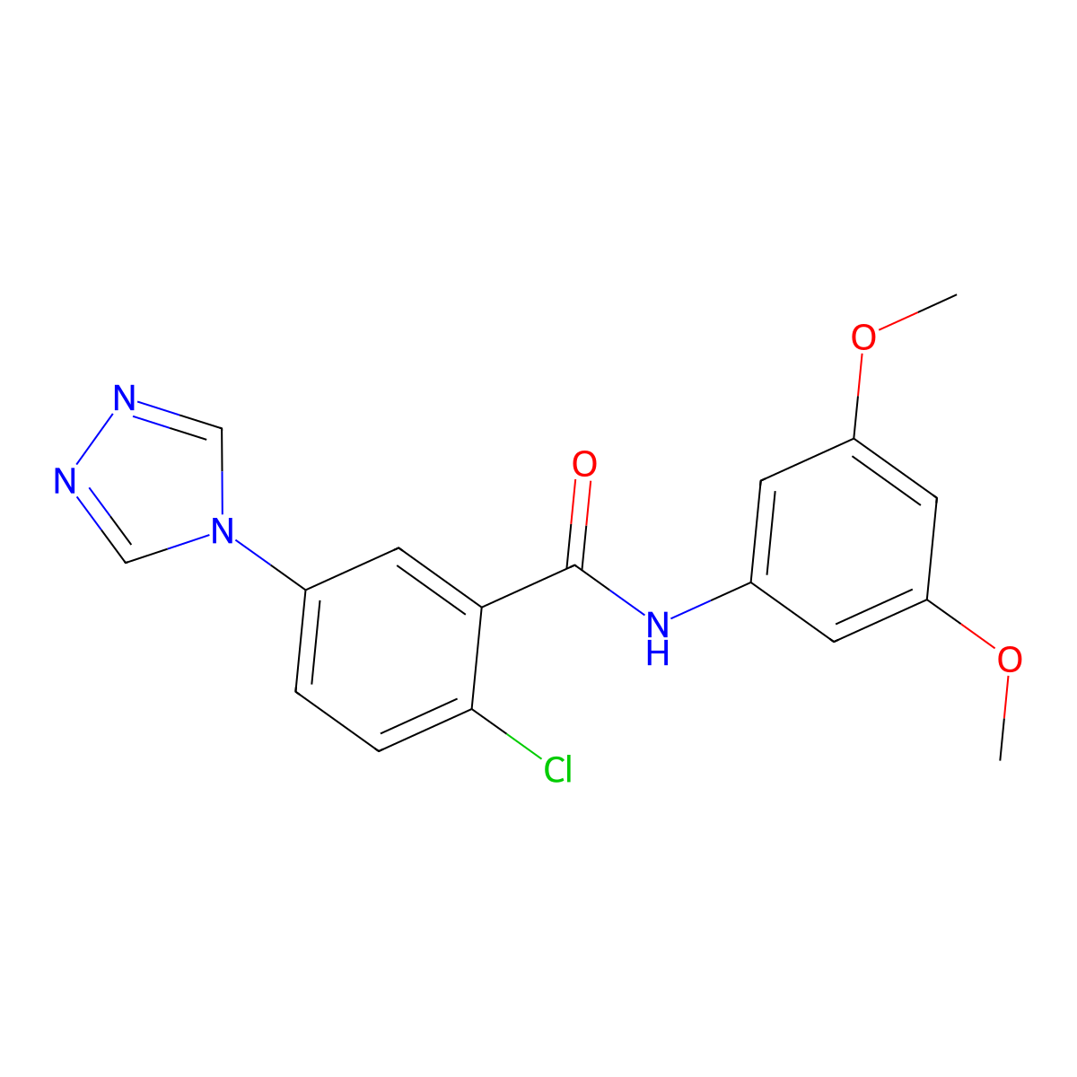 2-chloro-N-(3,5-dimethoxyphenyl)-5-(4H-1,2,4-triazol-4-yl)benzamide molecular structure, CAS 723753-61-5