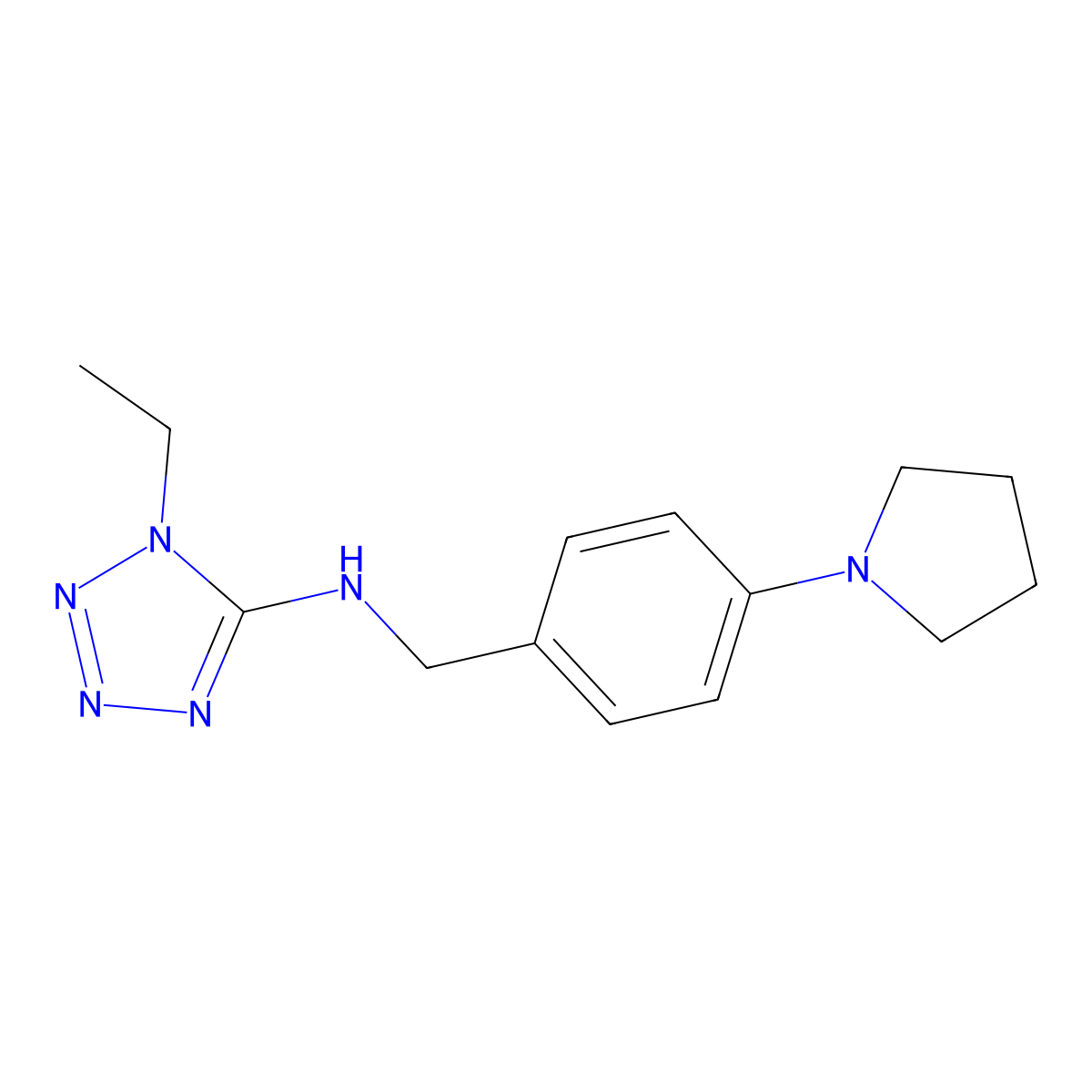 1-ethyl-N-[(4-pyrrolidin-1-ylphenyl)methyl]tetrazol-5-amine molecular structure, CAS 723753-71-7