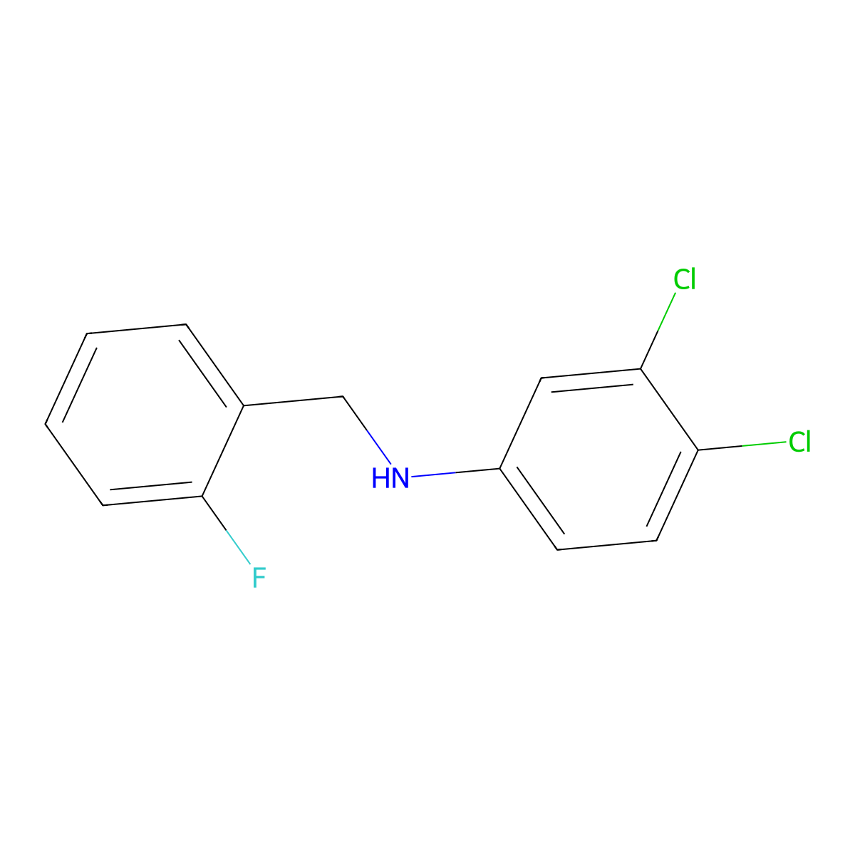 3,4-dichloro-N-(2-fluorobenzyl)aniline molecular structure, CAS 723753-73-9