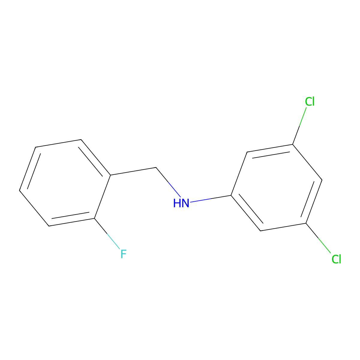 N-(3,5-dichlorophenyl)-N-(2-fluorobenzyl)amine molecular structure, CAS 723753-74-0