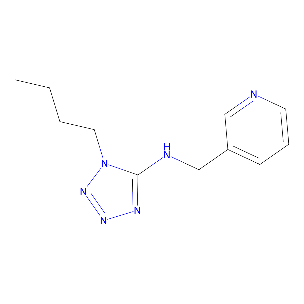 1-butyl-N-(pyridin-3-ylmethyl)tetrazol-5-amine molecular structure, CAS 723753-83-1