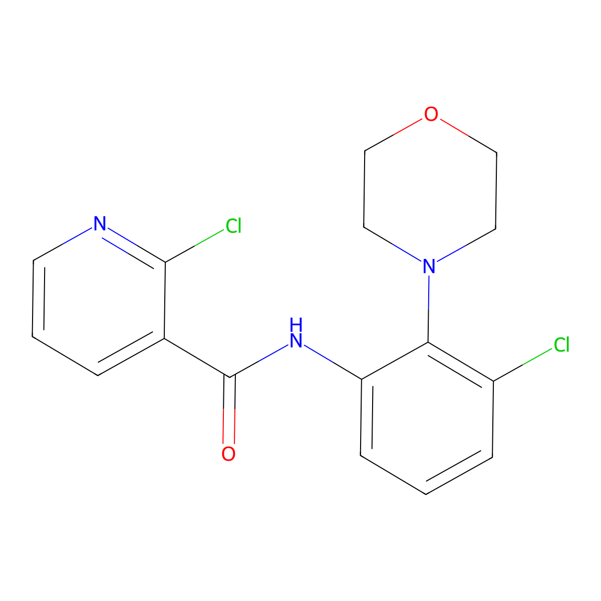 2-chloro-N-(3-chloro-2-morpholin-4-ylphenyl)pyridine-3-carboxamide molecular structure, CAS 723753-92-2