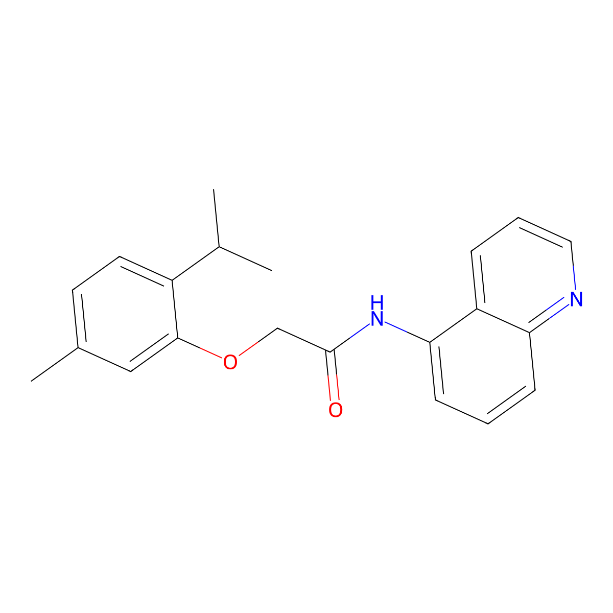 2-(5-methyl-2-propan-2-ylphenoxy)-N-quinolin-5-ylacetamide molecular structure, CAS 723754-01-6