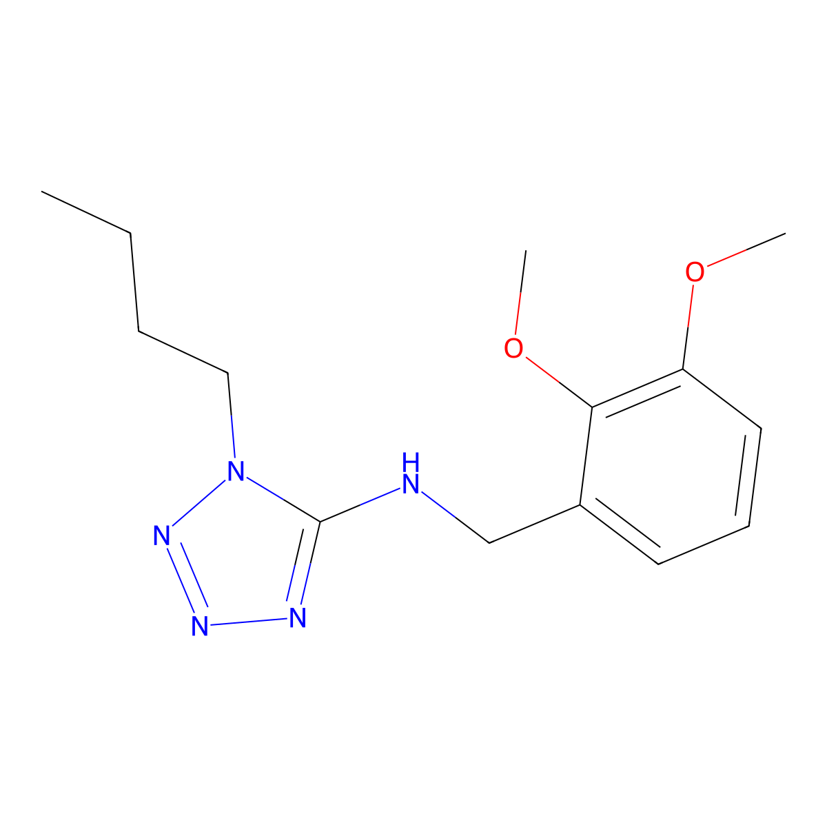 1-butyl-N-(2,3-dimethoxybenzyl)-1H-tetrazol-5-amine molecular structure, CAS 723754-15-2