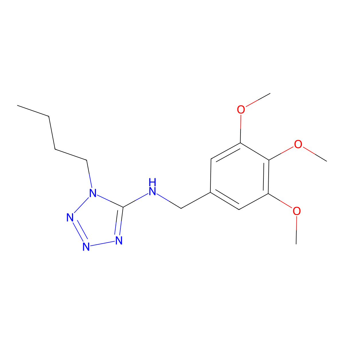 1-butyl-N-[(3,4,5-trimethoxyphenyl)methyl]tetrazol-5-amine molecular structure, CAS 723754-22-1