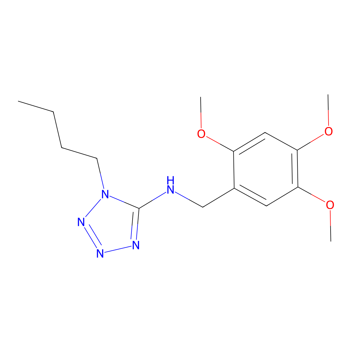 1-butyl-N-(2,4,5-trimethoxybenzyl)-1H-tetrazol-5-amine molecular structure, CAS 723754-23-2
