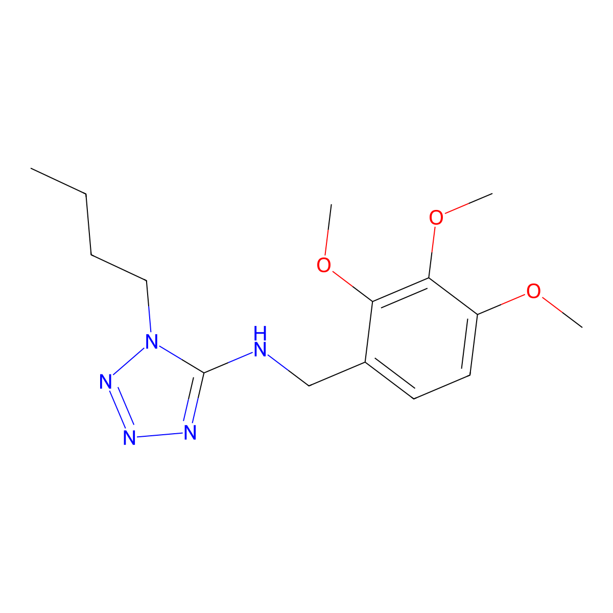 1-butyl-N-(2,3,4-trimethoxybenzyl)-1H-tetrazol-5-amine molecular structure, CAS 723754-24-3