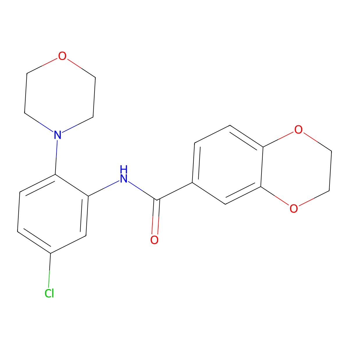 N-(5-chloro-2-morpholin-4-ylphenyl)-2,3-dihydro-1,4-benzodioxine-6-carboxamide molecular structure, CAS 723754-27-6
