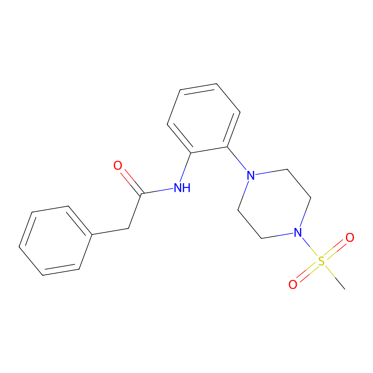 N-[2-(4-methylsulfonylpiperazin-1-yl)phenyl]-2-phenylacetamide molecular structure, CAS 723754-28-7