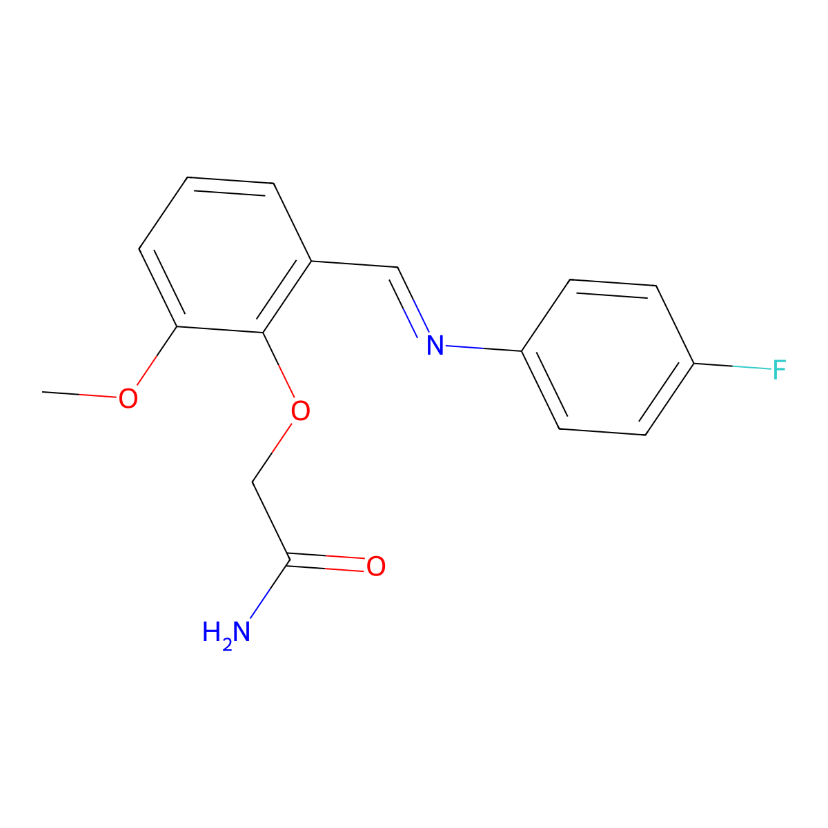 2-(2-{[(4-Fluorophenyl)imino]methyl}-6-methoxyphenoxy)acetamide molecular structure, CAS 723754-62-9