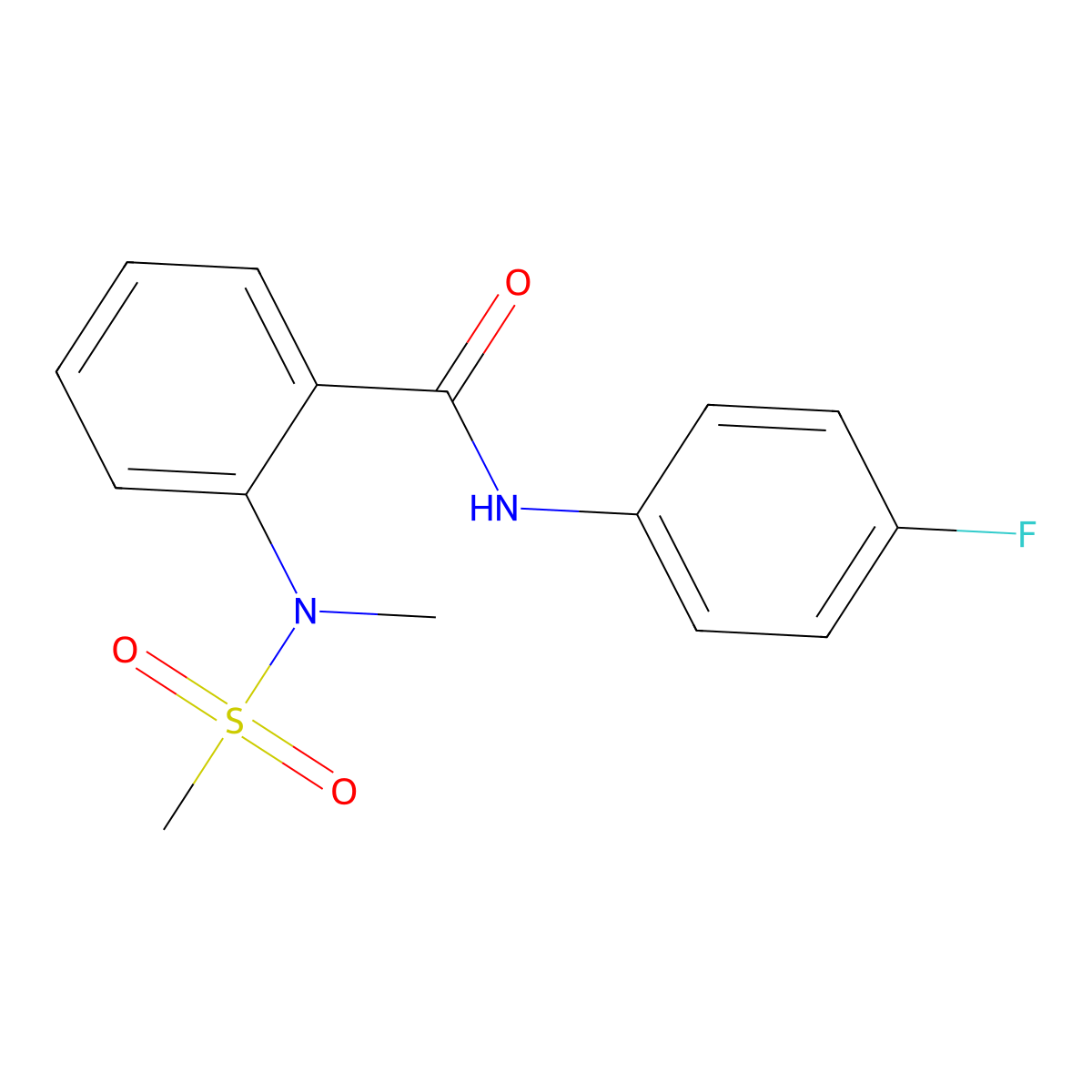 N-(4-fluorophenyl)-2-[methyl(methylsulfonyl)amino]benzamide molecular structure, CAS 723755-11-1