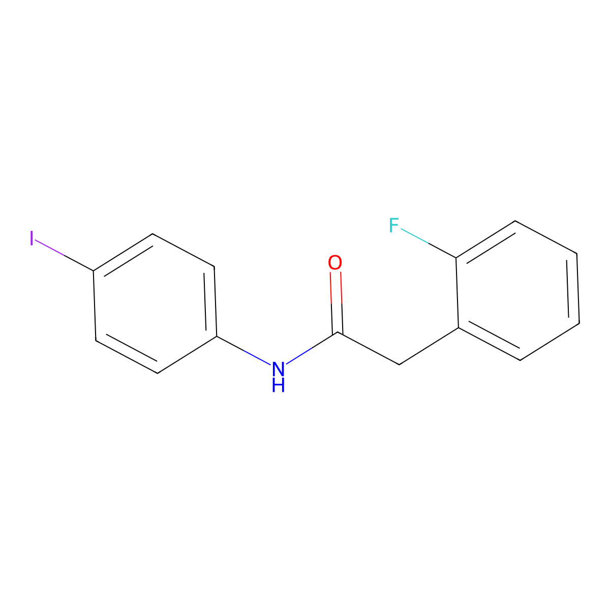 2-(2-fluorophenyl)-N-(4-iodophenyl)acetamide molecular structure, CAS 723756-32-9