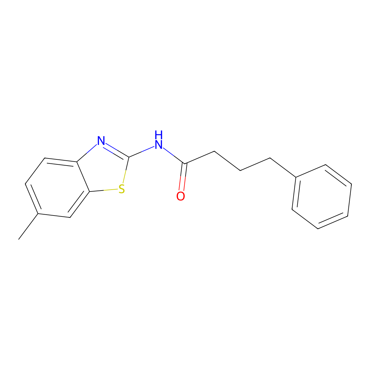 N-(6-methyl-1,3-benzothiazol-2-yl)-4-phenylbutanamide molecular structure, CAS 723756-67-0