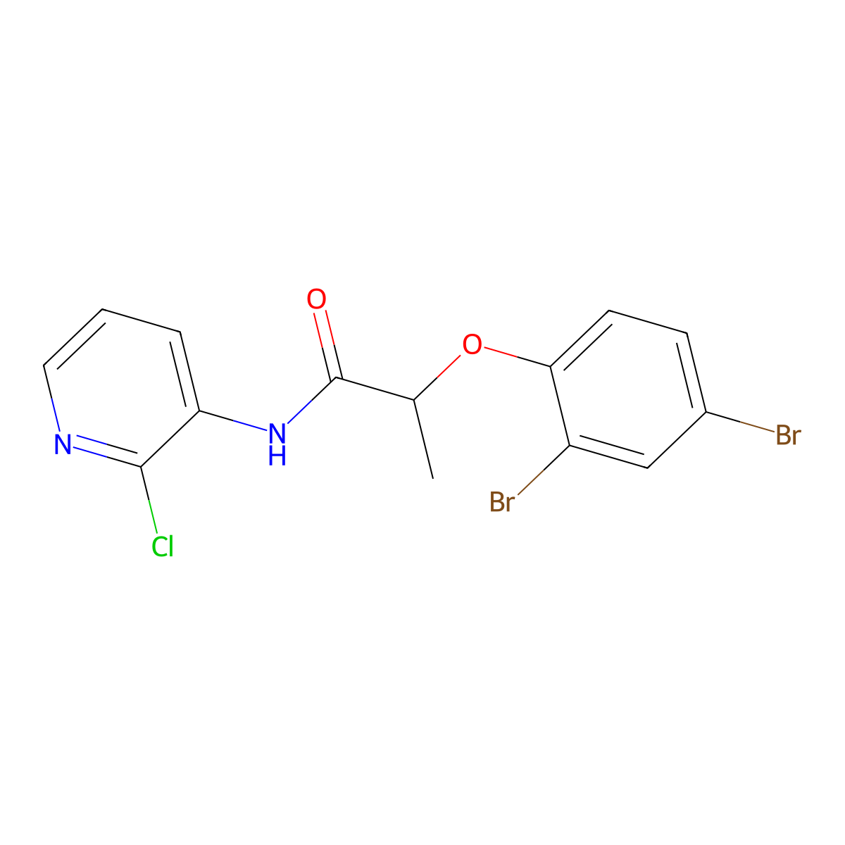 N-(2-chloro-3-pyridinyl)-2-(2,4-dibromophenoxy)propanamide molecular structure, CAS 723757-10-6