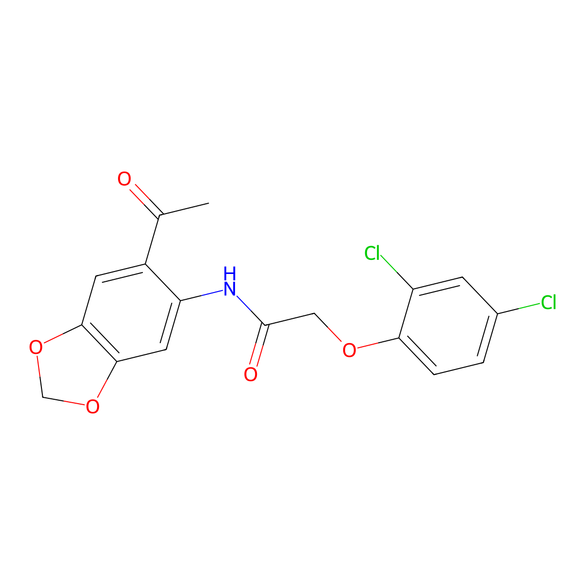 N-(6-acetyl-1,3-benzodioxol-5-yl)-2-(2,4-dichlorophenoxy)acetamide molecular structure, CAS 723757-53-7