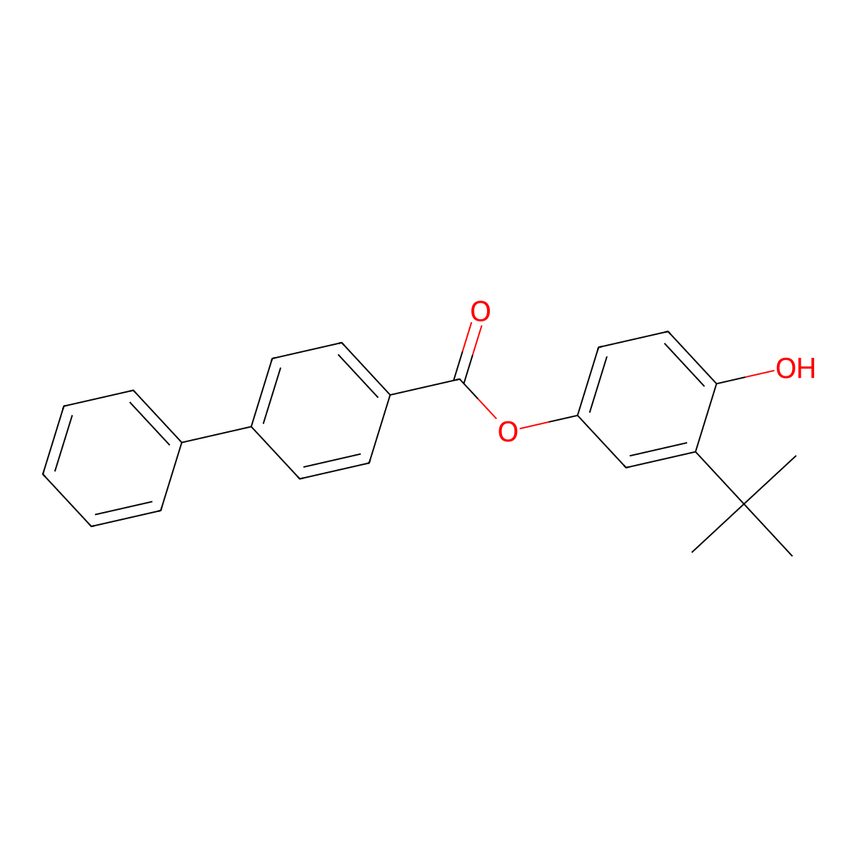 3-Tert-butyl-4-hydroxyphenyl[1,1'-biphenyl]-4-carboxylate molecular structure, CAS 723757-94-6