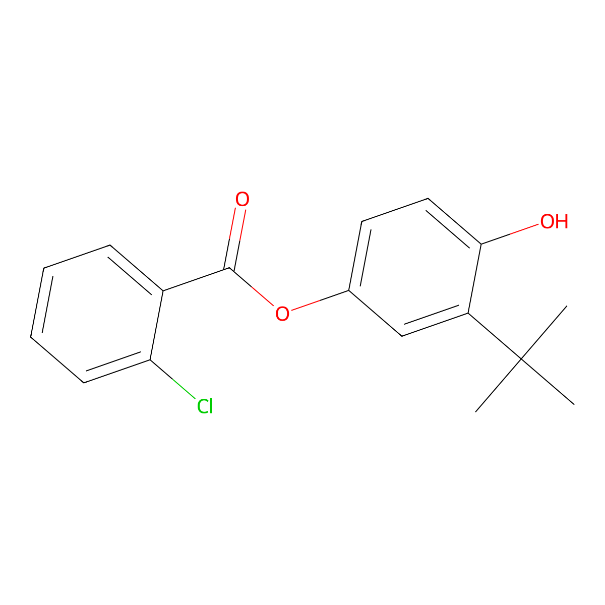 3-Tert-butyl-4-hydroxyphenyl 2-chlorobenzoate molecular structure, CAS 723758-68-7