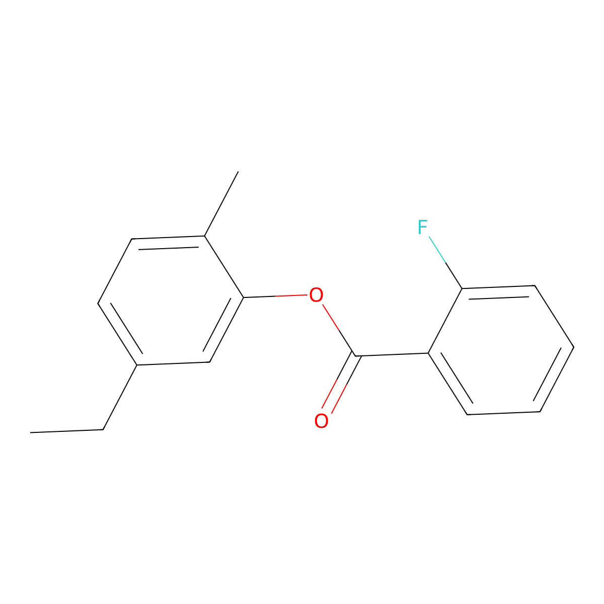 5-Ethyl-2-methylphenyl 2-fluorobenzoate molecular structure, CAS 723759-43-1