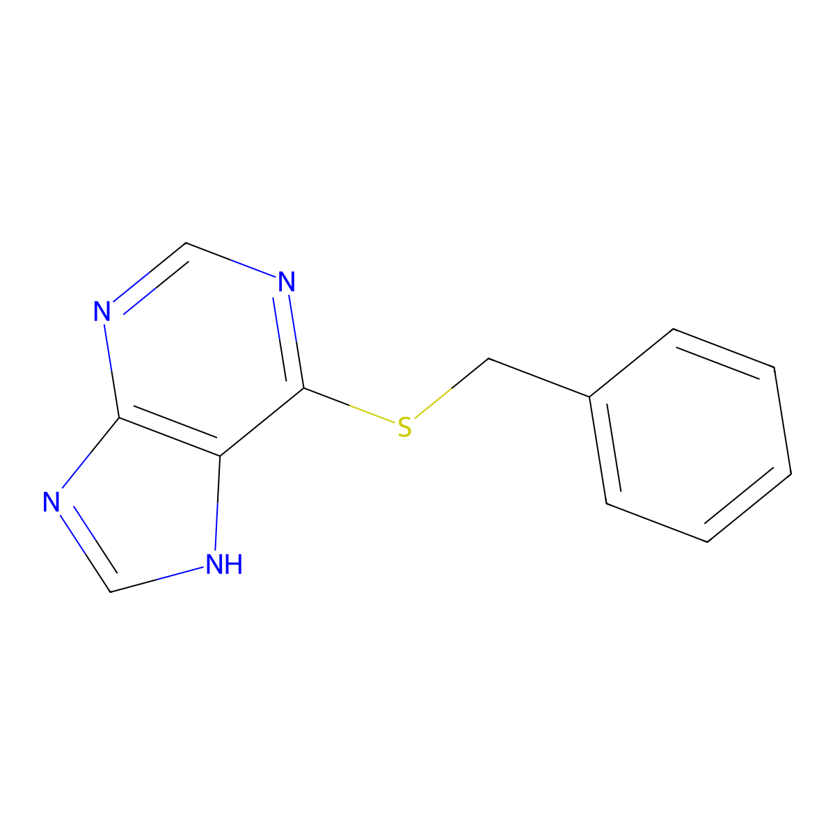 6-((Phenylmethyl)thio)-9H-purine molecular structure, CAS 724-34-5