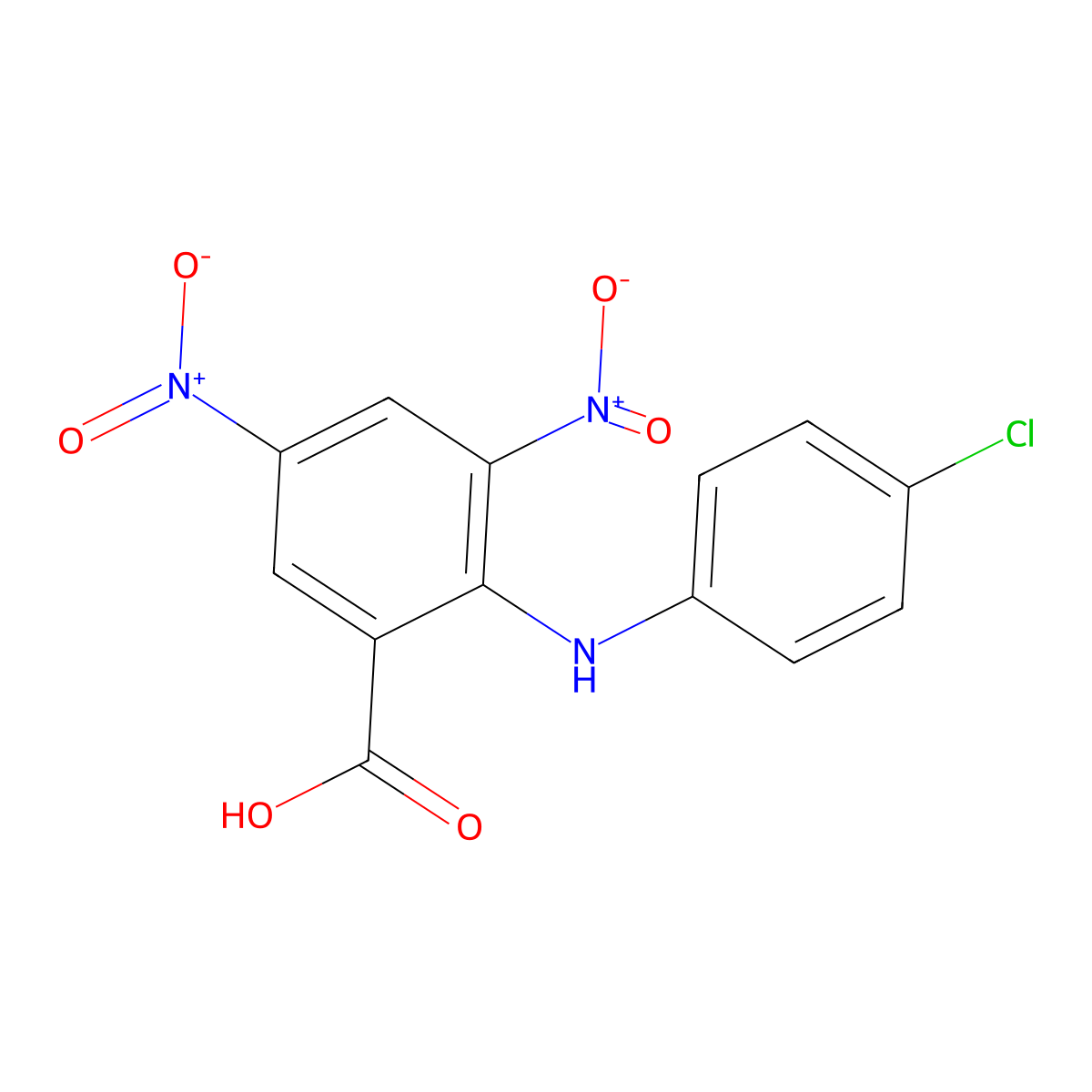 2-[(4-Chlorophenyl)amino]-3,5-dinitrobenzoic acid molecular structure, CAS 7240-47-3