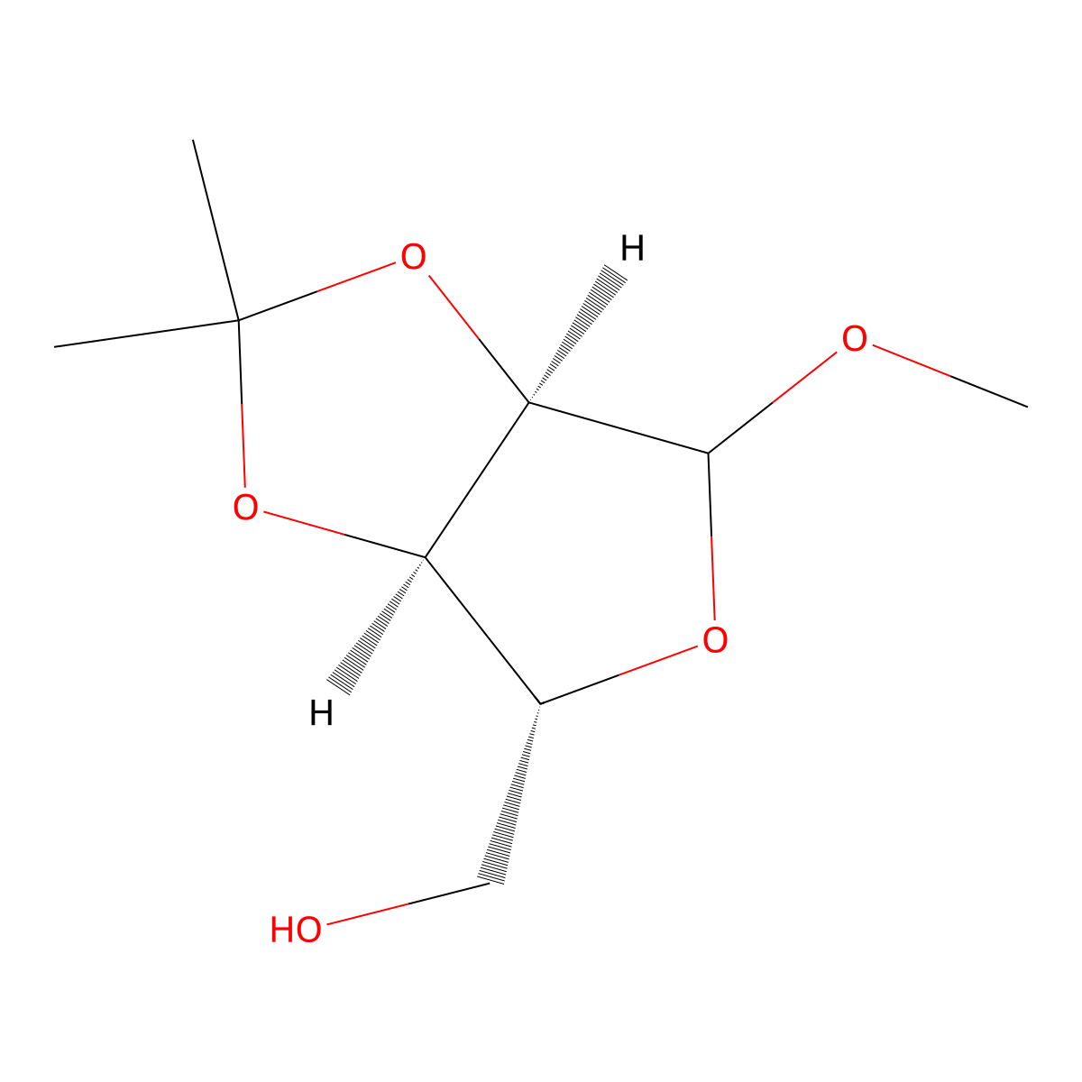 Methyl-2,3-O-isopropylidene-D-ribofuranoside molecular structure, CAS 72402-14-3