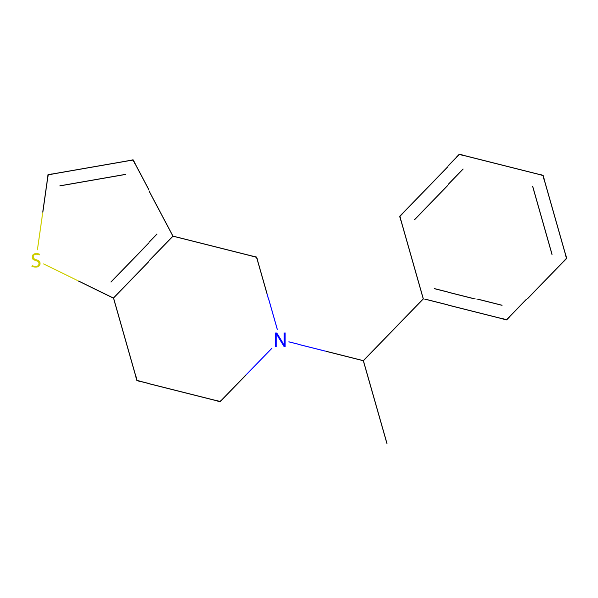 5-(1-phenylethyl)-4H,5H,6H,7H-thieno[3,2-c]pyridine molecular structure, CAS 72406-08-7
