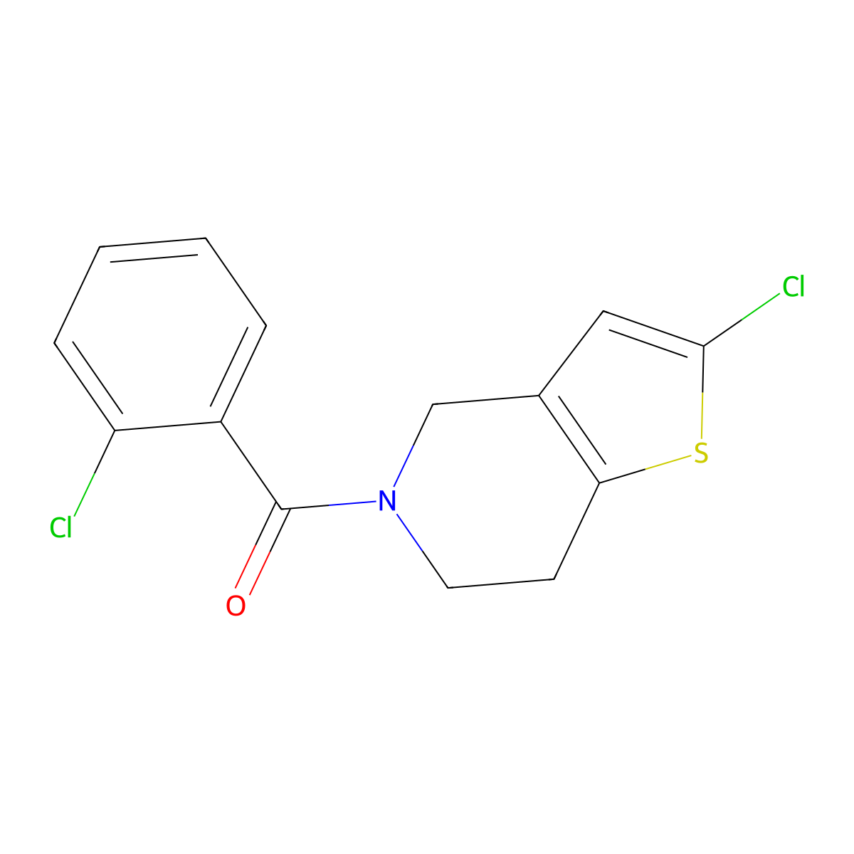 (2-chloro-6,7-dihydrothieno[3,2-c]pyridin-5(4H)-yl)(2-chlorophenyl)methanone molecular structure, CAS 72406-16-7