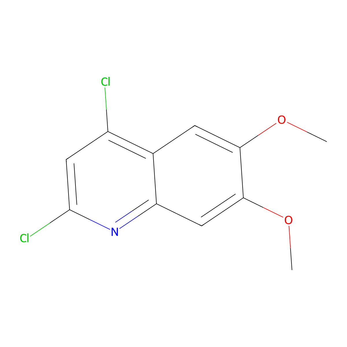 2,4-Dichloro-6,7-dimethoxyquinoline molecular structure, CAS 72407-17-1