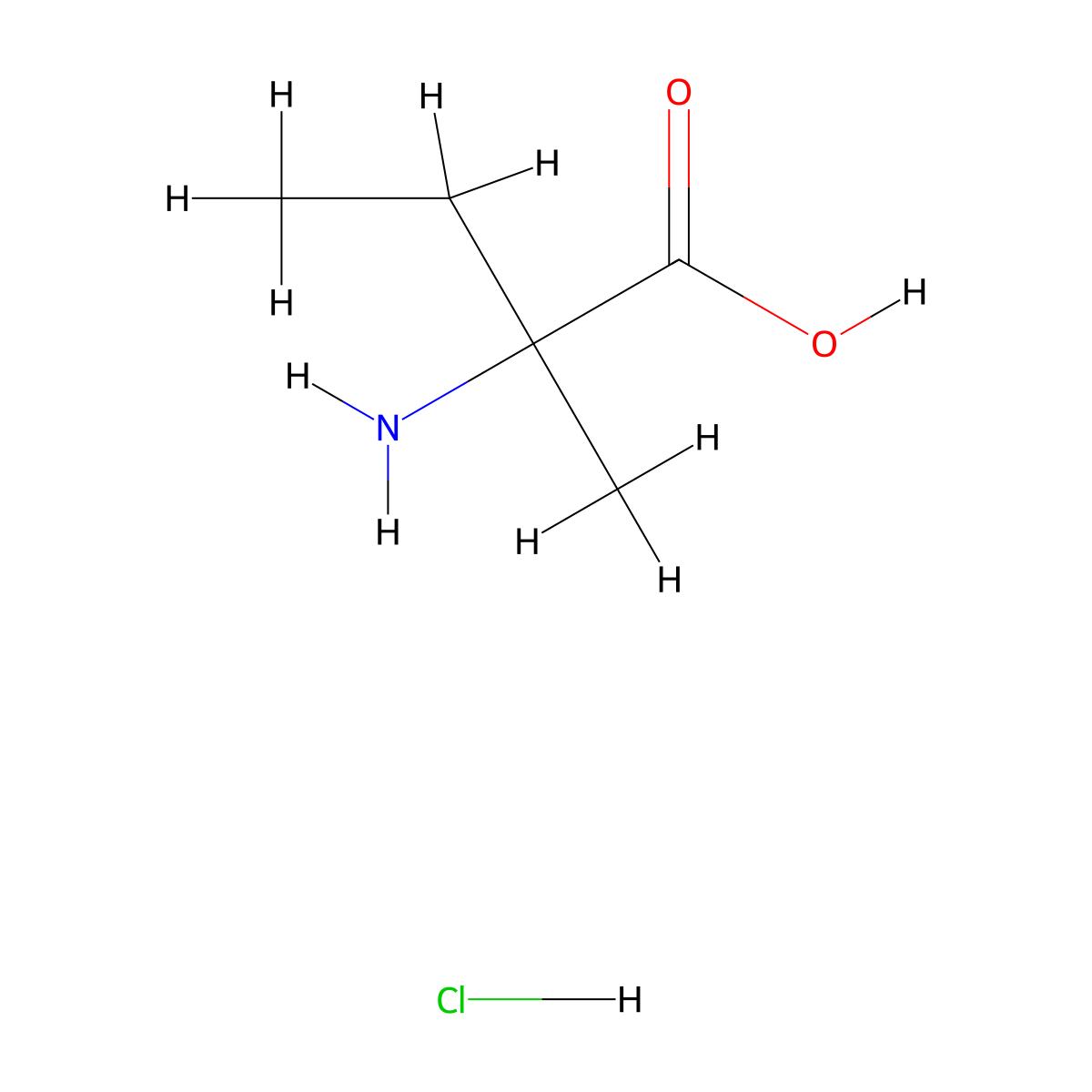 2-Amino-2-methylbutanoic acid hydrochloride molecular structure, CAS 72408-58-3
