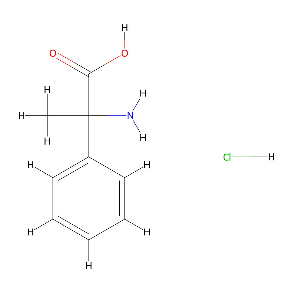 2-Amino-2-phenylpropanoic acid hydrochloride molecular structure, CAS 72408-60-7