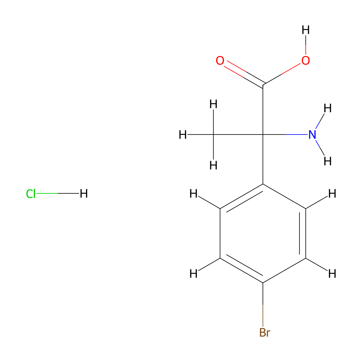 2-Amino-2-(4-bromophenyl)propanoic acid hydrochloride molecular structure, CAS 72408-61-8