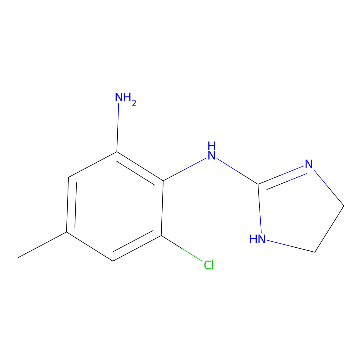 6-Chloro-N1-(4,5-dihydro-1H-imidazol-2-yl)-4-methylbenzene-1,2-diamine molecular structure, CAS 72409-91-7
