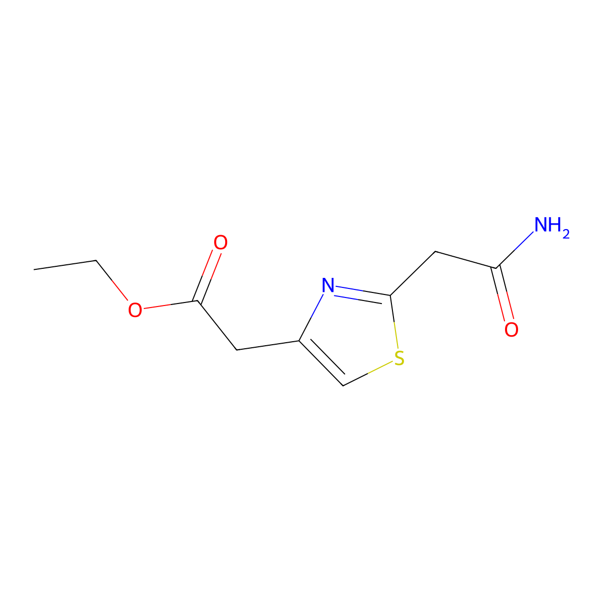 Ethyl [2-(2-amino-2-oxoethyl)-1,3-thiazol-4-yl]acetate molecular structure, CAS 72410-18-5