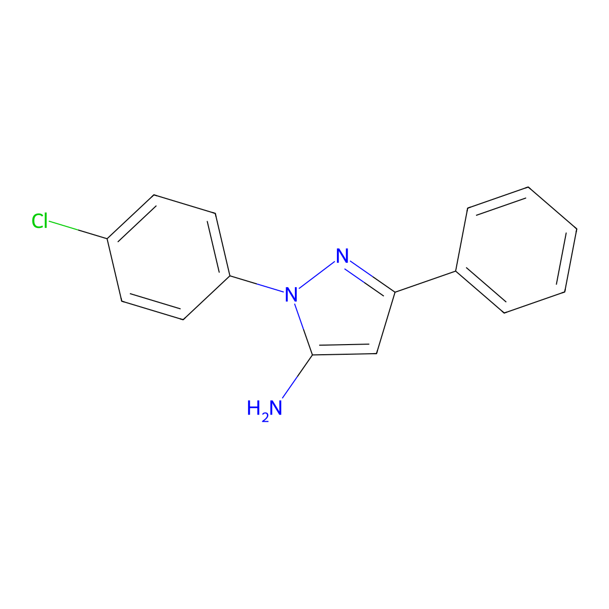 1-(4-Chlorophenyl)-3-phenyl-1H-pyrazol-5-ylamine molecular structure, CAS 72411-49-5