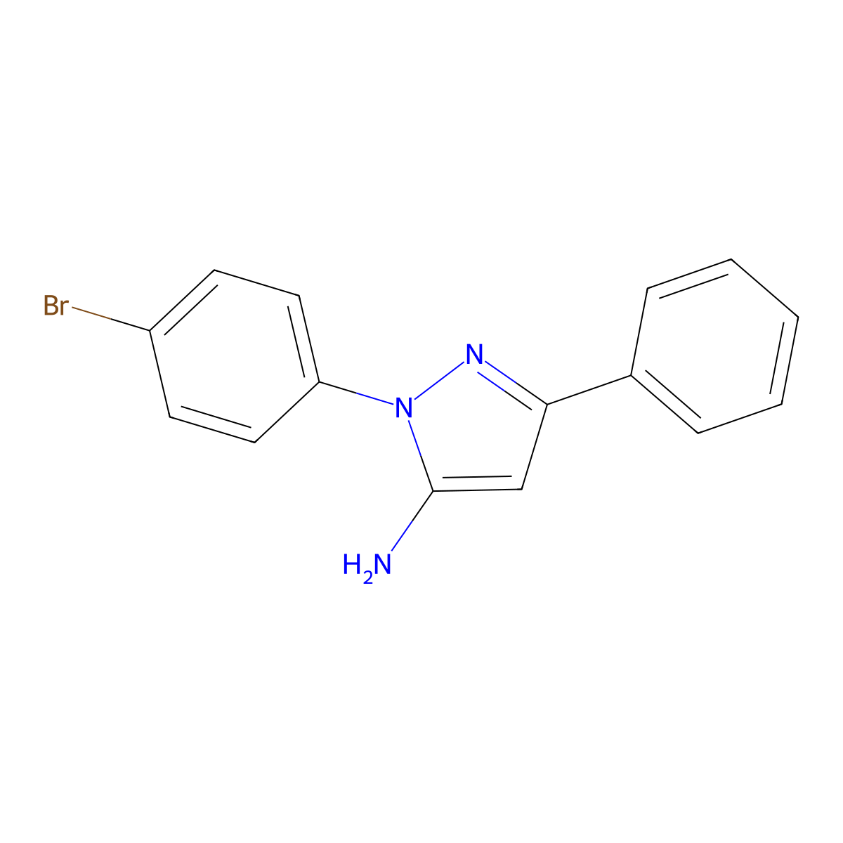 1-(4-Bromophenyl)-3-phenyl-1H-pyrazol-5-amine molecular structure, CAS 72411-50-8