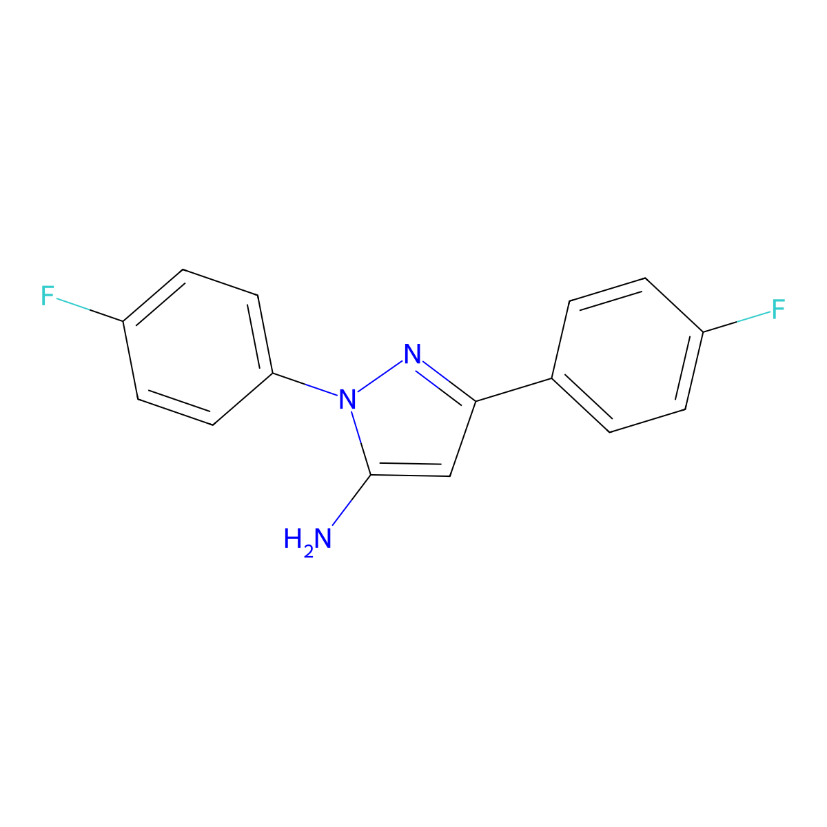 1,3-Bis(4-fluorophenyl)-1H-pyrazol-5-amine molecular structure, CAS 72411-57-5
