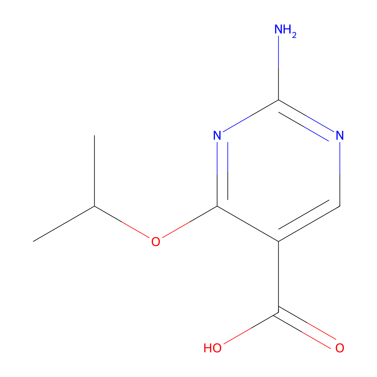 2-Amino-4-(propan-2-yloxy)pyrimidine-5-carboxylic acid molecular structure, CAS 72411-87-1