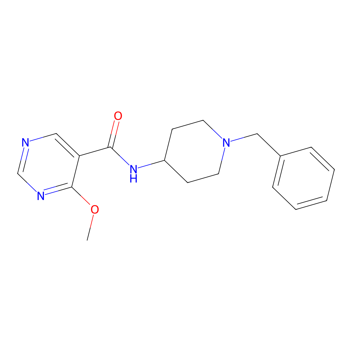 5-Pyrimidinecarboxamide, N-(1-benzyl-4-piperidyl)-4-methoxy- molecular structure, CAS 72412-47-6