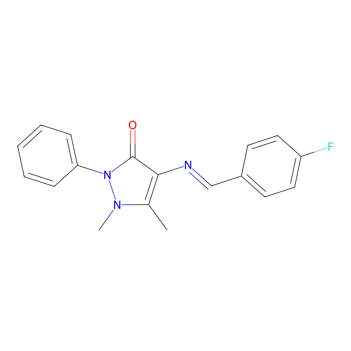 4-{[(E)-(4-fluorophenyl)methylidene]amino}-1,5-dimethyl-2-phenyl-1,2-dihydro-3H-pyrazol-3-one molecular structure, CAS 72425-87-7