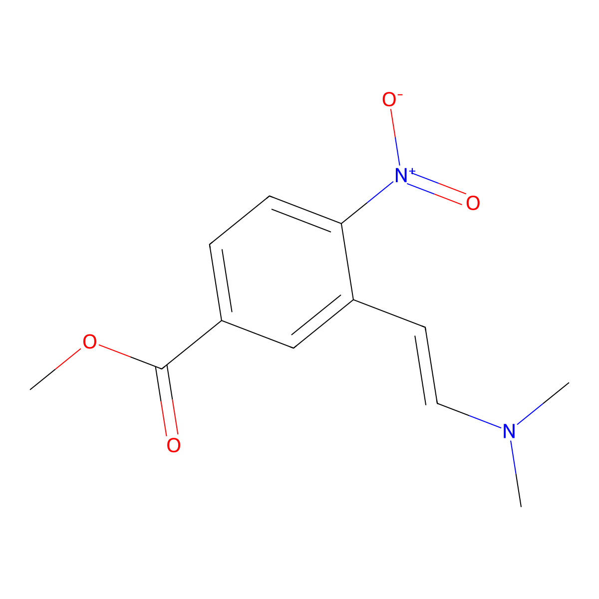 Methyl 3-(2-dimethylaminoethenyl)-4-nitrobenzoate molecular structure, CAS 7243-12-1
