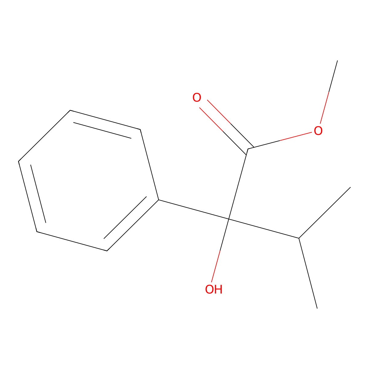 Methyl 2-hydroxy-3-methyl-2-phenylbutanoate molecular structure, CAS 72433-75-1