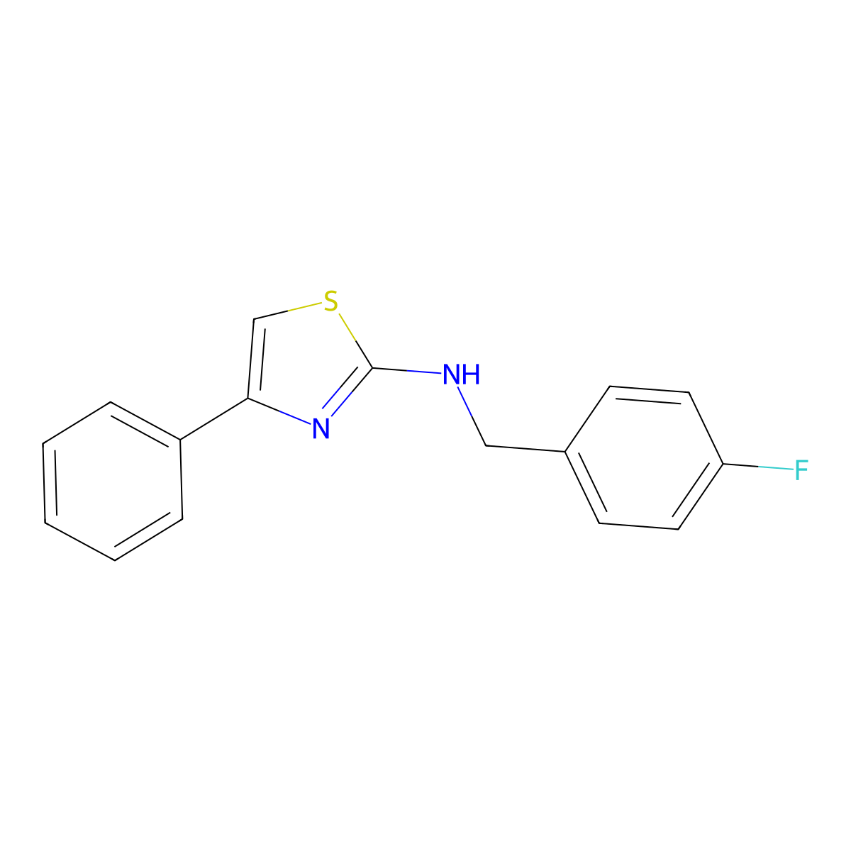 N-[(4-fluorophenyl)methyl]-4-phenyl-1,3-thiazol-2-amine molecular structure, CAS 724414-30-6