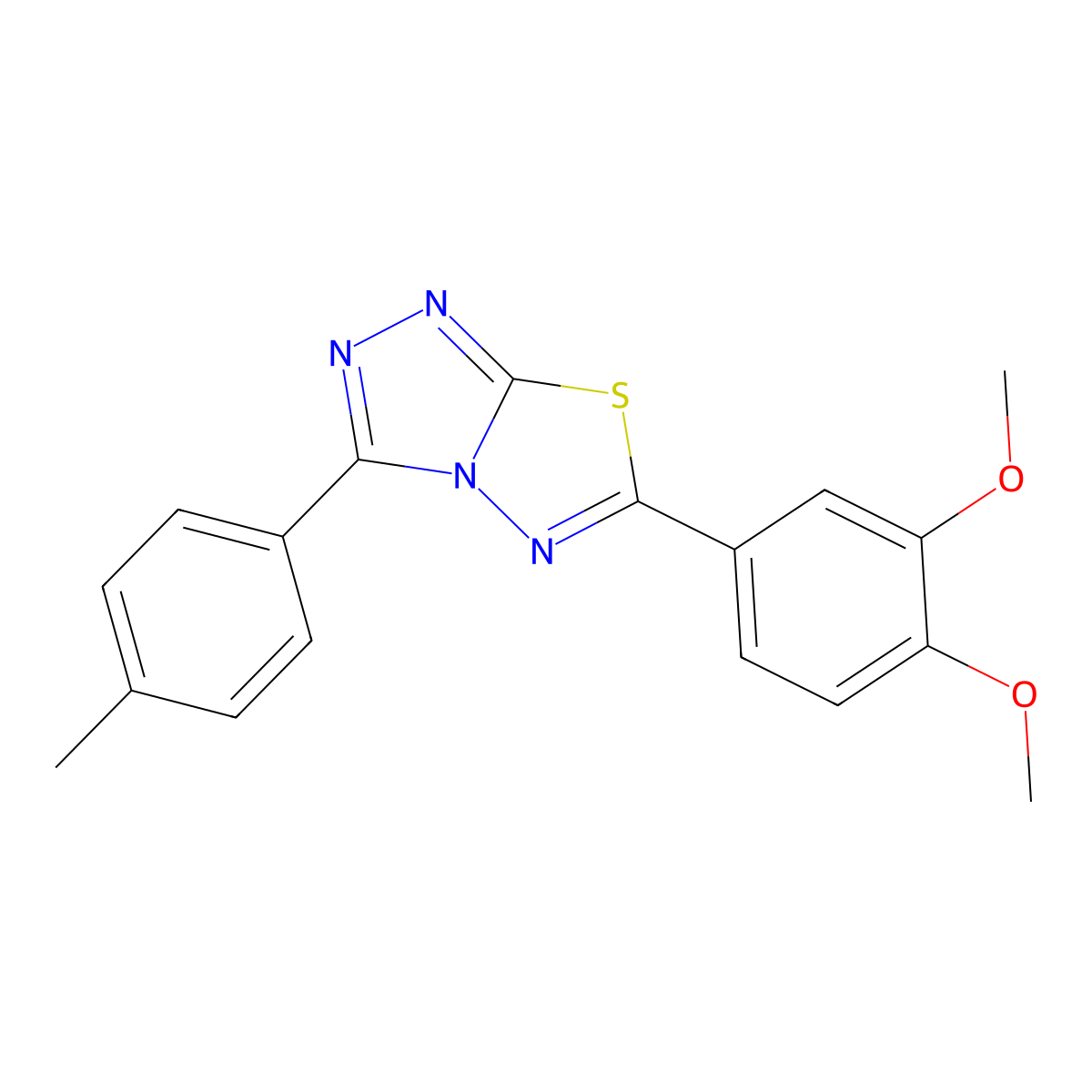 6-(3,4-Dimethoxyphenyl)-3-(4-methylphenyl)[1,2,4]triazolo[3,4-b][1,3,4]thiadiazole molecular structure, CAS 724429-14-5