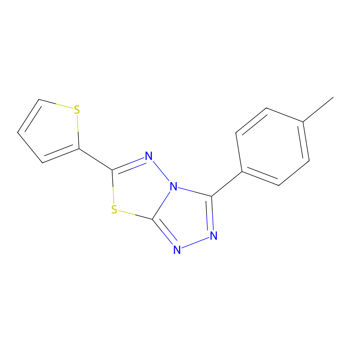 3-(4-Methylphenyl)-6-thiophen-2-yl-[1,2,4]triazolo[3,4-b][1,3,4]thiadiazole molecular structure, CAS 724429-15-6