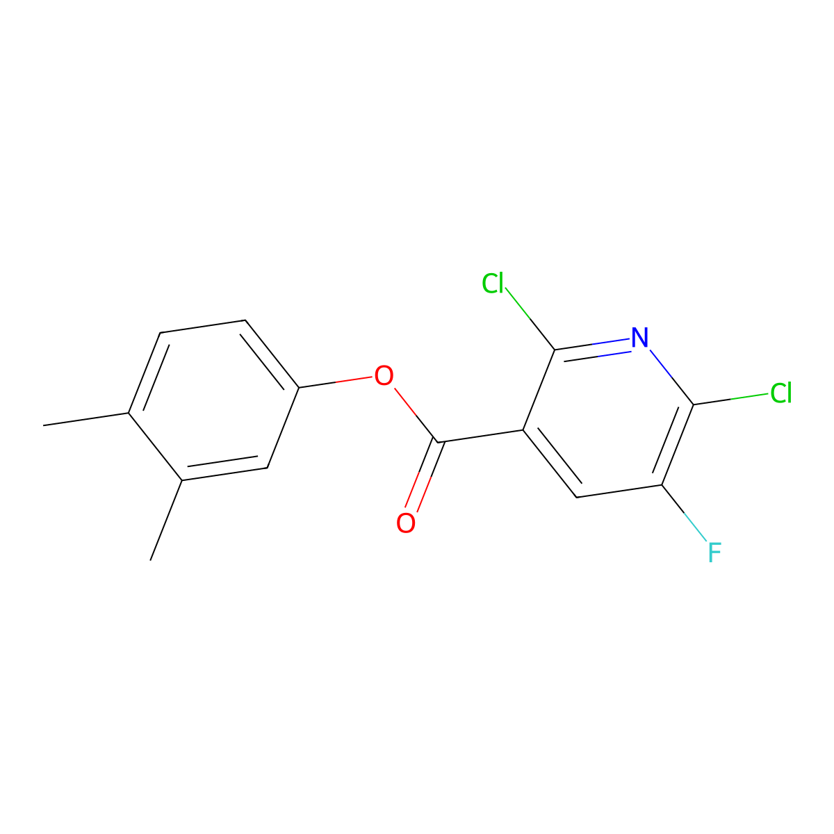 3,4-Dimethylphenyl 2,6-dichloro-5-fluoronicotinate molecular structure, CAS 724429-19-0